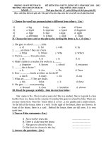 đề kiểm tra học kì 1 môn tiếng anh lớp 6 