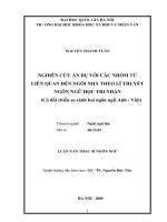 Nghiên cứu ẩn dụ với các nhóm từ liên quan đến ngôi nhà theo lí thuyết ngôn ngữ học tri nhận (có đối chiếu so sánh hai ngôn ngữ anh   việt) (tt) 