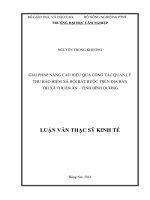 Giải pháp nâng cao hiệu quả công tác quản lý thu bảo hiểm xã hội bắt buộc trên địa bàn thị xã thuận an   tỉnh bình dương 