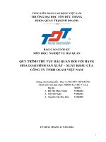 quy trình thủ tục hải quan đối với hàng hóa loại hình sản xuất – xuất khẩu của công ty tnhh olam việt nam 