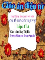 Bài giảng điện tử mầm non đề tài Tách 5 đối tượng thành 2 phần (lớp Lá)