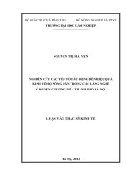 Nghiên cứu các yếu tố tác động đến hiệu quả kinh tế hộ nông dân trong các làng nghề ở huyện chương mỹ, thành phố hà nội 