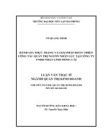 Đánh giá thực trạng và giải pháp hoàn thiện công tác quản trị nguồn nhân lực tại công ty TNHH nhật linh móng cái   