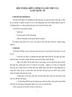 ĐỐI TƯỢNG ĐIỀU CHỈNH VÀ CHỦ THỂ CỦA LUẬT QUỐC TẾ