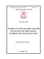 Nghiên cứu kết quả điều trị sớm dị tật đảo gốc động mạch tại bệnh viện nhi trung ương 