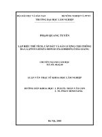 Lập biểu thể tích, cấp đất và sản lượng cho thông ba lá (pinus kesiya royle ex gordon) ở hà giang 