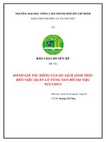 Đánh giá tác động của du lịch sinh thái đến việc quản lý vùng ven bờ tại VQG núi chúa 