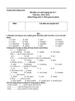 đề kiểm tra học kì 1 môn tiếng anh lớp 7 