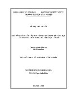 Khả năng tích lũy các bon và hiệu quả kinh tế tổng hợp của phương thức NLKH chè   quế tại yên bái 
