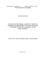 Đánh giá sự phụ thuộc vào rừng và đề xuất giải pháp tạo sinh kế bền vững cho người dân vùng đệm vườn quốc gia bidoup   núi bà   tỉnh lâm đồng 