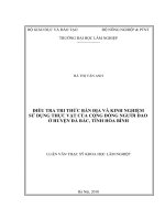 Điều tra tri thức bản địa và kinh nghiệm sử dụng thực vật của cộng đồng người dao ở huyện đà bắc, tỉnh hòa bình 