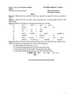 Đề kiểm tra học kì 1 môn hoá lớp 8 