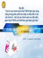 Vai trò của chính sách thuế TNCN đảm bảo công bằng trong phân phối thu nhập và điều tiết vĩ mô nền kinh tế   liên hệ các chính sách ưu đãi miễn, giảm thuế TNCN của việt nam giai đoạn gần đây 