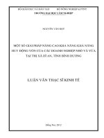 Một số giải pháp nâng cao khả năng huy động vốn cúa các doanh nghiệp nhỏ và vừa tại thị xã dĩ an, tỉnh bình dương 