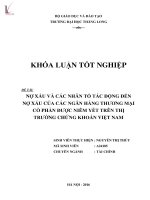 Nợ xấu và các nhân tố tác động đến nợ xấu của các ngân hàng thương mại cổ phần được niêm yết trên thị trường chứng khoán việt nam (tt) 