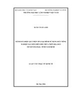 Đánh giá hiệu quả một số loại hình sử dụng đất nông nghiệp sau dồn điền đổi thửa trên địa bàn huyện hải hậu, tỉnh nam định 