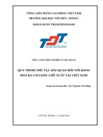 quy trình thủ tục hải quan ðối với hàng hóa ra vào khu chế xuất tại việt nam 