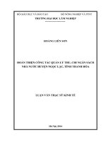 Hoàn thiện công tác quản lý thu, chi ngân sách nhà nước huyện ngọc lặc, tỉnh thanh hóa 