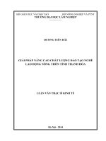 Giải pháp nâng cao chất lượng đào tạo nghề lao động nông thôn tỉnh thanh hóa 