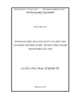 Đánh giá hiệu quả sản xuất lúa đặc sản lúa đặc sản tại nông trường cờ đỏ   huyện vĩnh thạnh thành phố cần thơ 