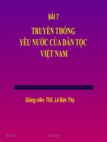 BÀI GIẢNG ĐIỆN TỬ MÔN CHÍNH TRỊ HỆ ĐÀO TẠO CAO ĐẲNG NGHỀ  BÀI 7 TRUYỀN THỐNG YÊU NƯỚC CỦA DÂN TỘC VIỆT NAM