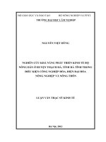 Nghiên cứu khả năng phát triển kinh tế hộ nông dân ở huyện thạch hà, tỉnh hà tĩnh trong điều kiện công nghiệp hóa, hiện đại hóa nông nghiệp và nông thôn 