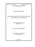 Giải pháp hoàn thiện công tác quản lý thu BHXH tại huyện hoa lư, tỉnh ninh bình 