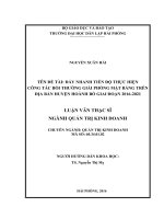 Đẩy nhanh tiến độ thực hiện công tác bồi thường giải phóng mặt bằng trên địa bàn huyện hoành bồ giai đoạn 2016 2021   