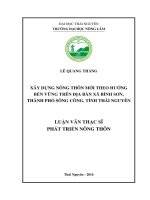 XÂY DỰNG NÔNG THÔN MỚI THEO HƯỚNG BỀN VỮNG TRÊN ĐỊA BÀN XÃ BÌNH SƠN, THÀNH PHỐ SÔNG CÔNG, TỈNH THÁI NGUYÊN