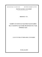 Nghiên cứu đề xuất giải pháp giảm nghèo dựa vào rừng tại xã bộc bố, huyện pác nặm, tỉnh bắc kạn 