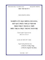Nghiên cứu đặc điểm lâm sàng, kết quả phẫu thuật nội soi treo trực tràng ụ nhô điều trị sa trực tràng toàn bộ