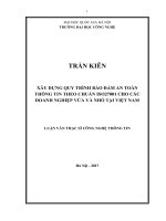 XÂY DỰNG QUY TRÌNH bảo đảm AN TOÀN THÔNG TIN THEO CHUẨN ISO27001 CHO các DOANH NGHIỆP vừa và NHỎ tại VIỆT NAM 