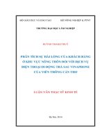 Phân tích sự hài lòng của khách hàng ở khu vực nông thôn đối với dịch vụ điện thoại di động trả sau vnaphone của viễn thông cần thơ 