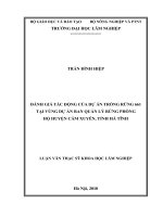 Đánh giá tác động của dự án trồng rừng 661 tại vùng dự án ban quản lý rừng phòng hộ huyện cẩm xuyên tỉnh hà tĩnh 