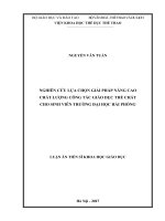 Nghiên cứu lựa chọn giải pháp nâng cao chất lượng công tác giáo dục thể chất cho sinh viên trường đại học hải phòng