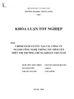 Chính sách cổ tức tại các công ty ngành công nghệ thông tin niêm yết trên thị trường chứng khoán việt nam (tt) 