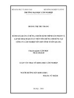 Đánh giá quản lý rừng, chuỗi hành trình sản phẩm và lập kế hoạch quản lý tiến tới chứng chỉ rừng tại công ty lâm nghiệp yên sơn tỉnh tuyên quang 