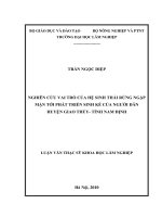 Nghiên cứu vai trò hệ sinh thái rừng ngập mặn tới phát triển kinh tế của người dân huyện giao thủy tỉnh nam định 