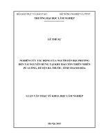 Nghiên cứu tác động của người dân địa phương đến tài nguyên rừng tại khu vực bảo tồn thiên nhiên pù luông, huyện bá thước, tỉnh thanh hóa 