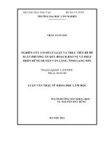 Nghiên cứu cơ sở lý luận và thực tiễn để đề xuất phương án quy hoạch bảo vệ và phát triển rừng huyện văn lãng, tỉnh lạng sơn 