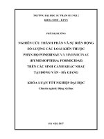 Nghiên cứu thành phần và sự biến động số lượng các loài kiến thuộc phân họ ponerinae và myrmicinae (hymemoptera formicidae) trên các sinh cảnh khác nhau tại đồng văn   hà giang