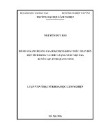 Đánh giá ảnh hưởng của hoạt động khai thác than đến diện tích rừng và chất lượng nước mặt của hồ yên lập, tỉnh quảng ninh 