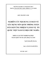 Nghiên cứu nội dung cơ bản về xây dựng nền quốc phòng toàn dân đáp ứng nhiệm vụ bảo vệ tổ quốc việt nam xã hội chủ nghĩa