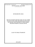 Một số giải pháp góp phần thúc đẩy quá trình xây dựng nông thôn mới trên địa bàn huyện yên khánh, tỉnh ninh bình từ kinh nghiệm mô hình thí điểm xã khánh thành 