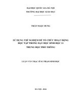 Sử dụng thí nghiệm để tổ chức hoạt động học tập trong dạy học sinh học 11 trung học phổ thông