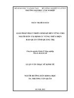Giải pháp phát triển sinh kế bền vững cho người dân tái định cư vùng thủy điện rào quán tỉnh quảng trị 
