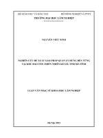 Nghiên cứu đề xuất giải pháp quản lý rừng bền vững tại khu bảo tồn thiên nhiên kẻ gỗ, tỉnh hà tĩnh 