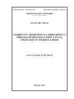 Nghiên cứu ảnh hưởng của nhiệt độ ép và thời gian ép đến chất lượng ván LVL chậm cháy từ gỗ keo lá tràm 