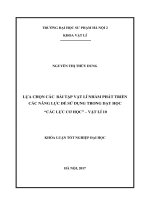 Lựa chọn các bài tập vật lí nhằm phát triển các năng lực để sử dụng trong dạy học các lực cơ học vật lí 10 