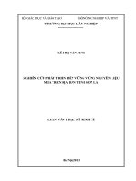 Nghiên cứu phát triển bền vững vùng nguyên liệu mía trên địa bàn tỉnh sơn la 